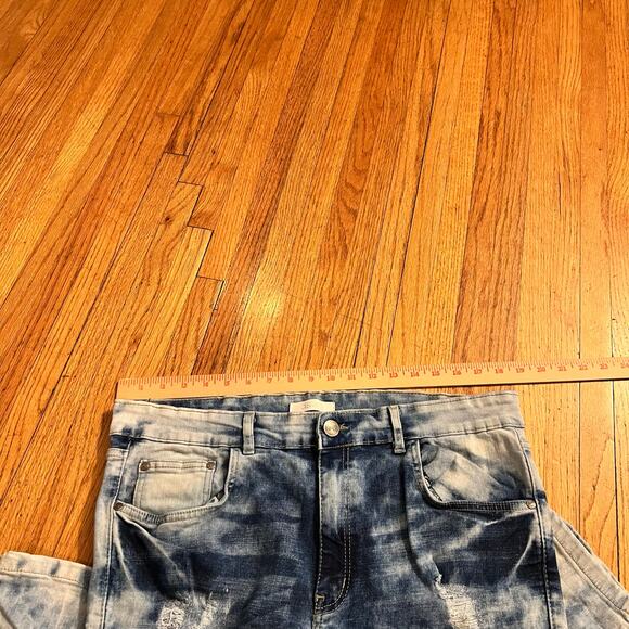 GS-115 Jeans Mens 36 Acid Wash Slim Distreased Street Blue pants - Picture 6 of 9